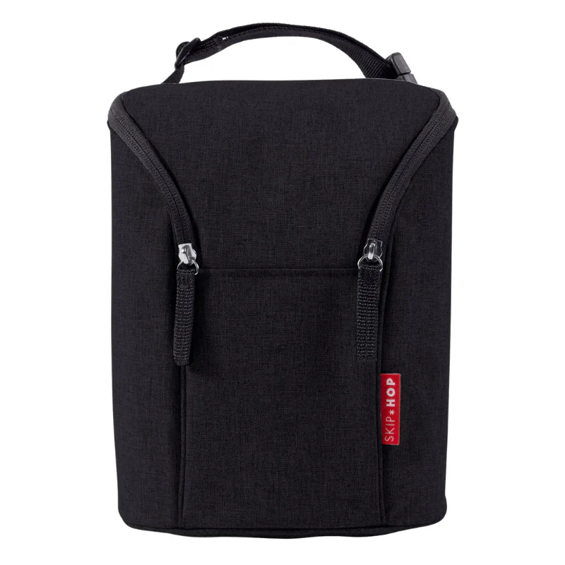 skip hop double bottle bag black