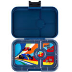 yumbox tapas 3 monte carlo blue with race cars tray