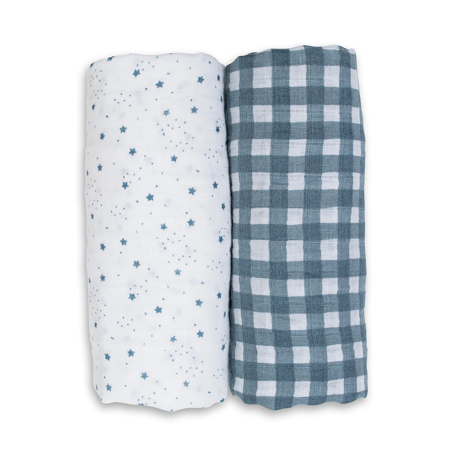Lulujo swaddle 2pk Stars + Gingham
