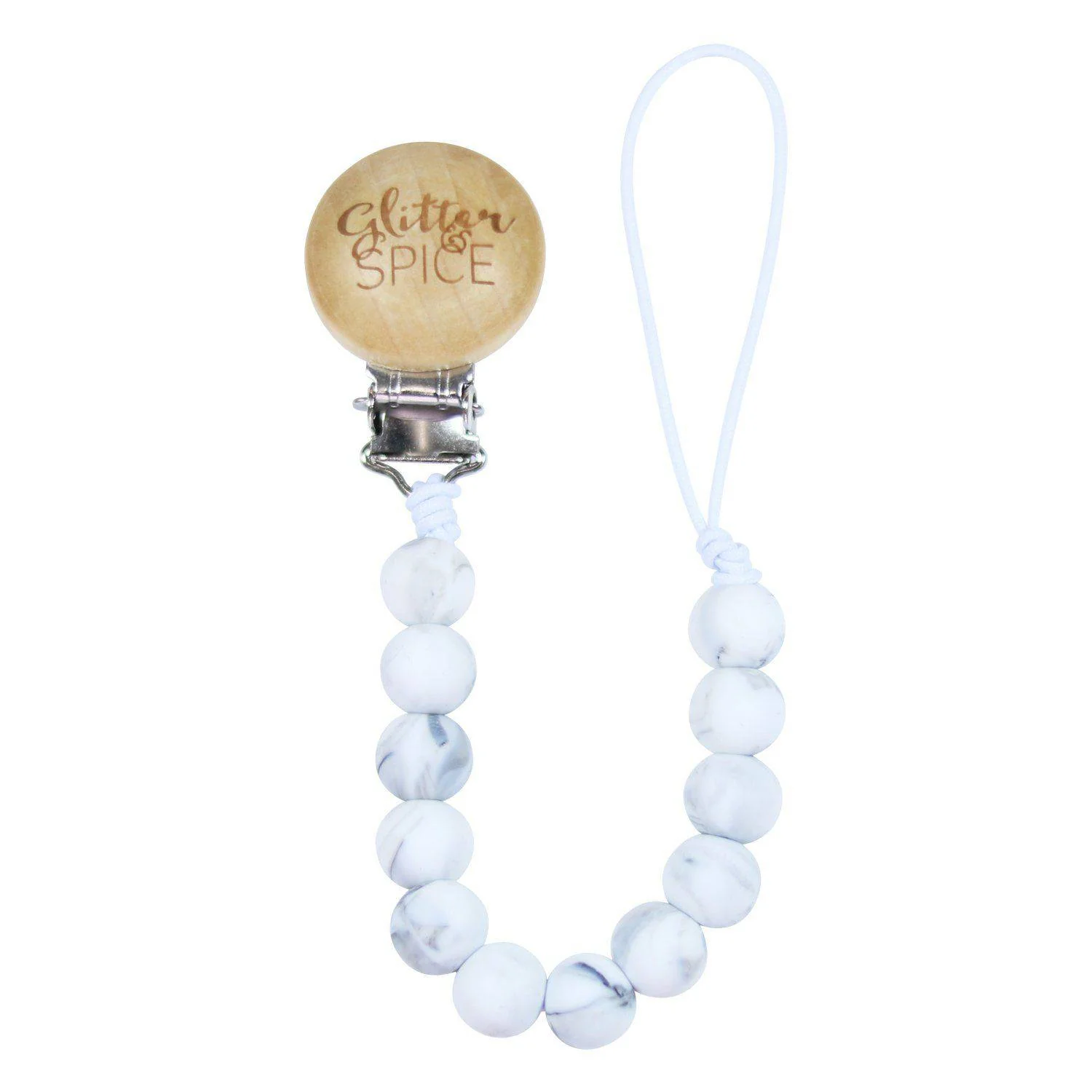 glitter & spice pacifier clip luna