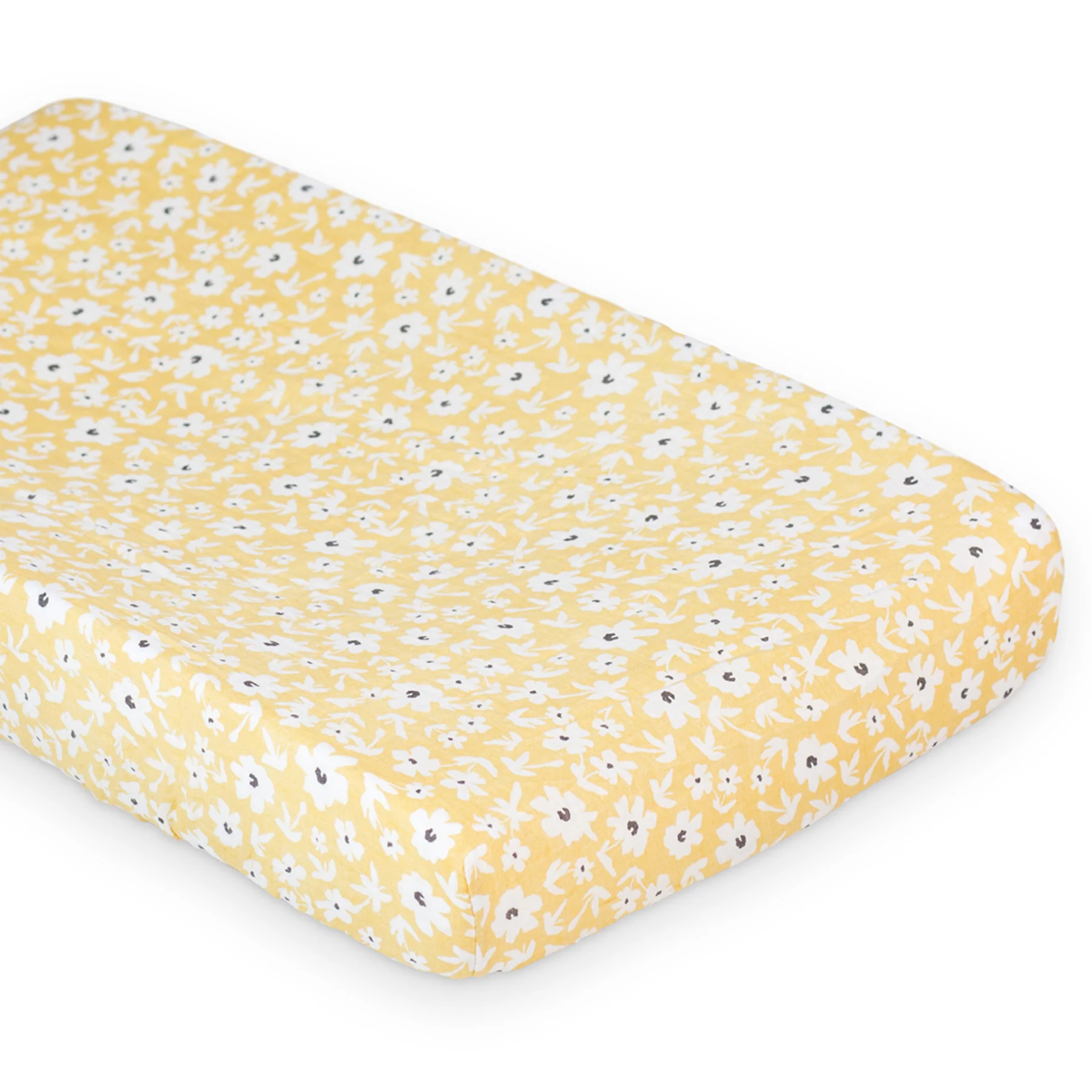 lulujo change pad cover Yellow Wildflowers
