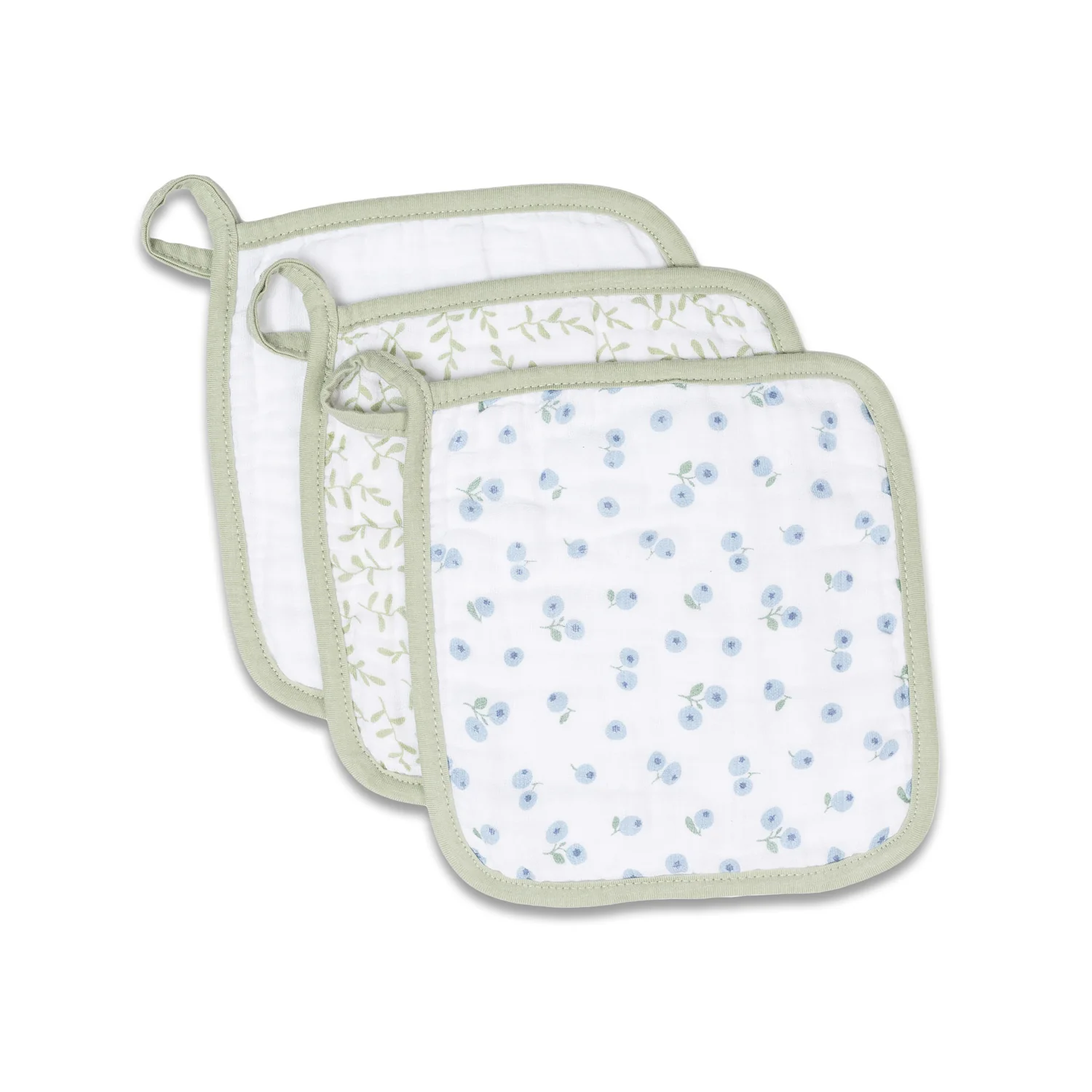 lulujo muslin facecloths greenery
