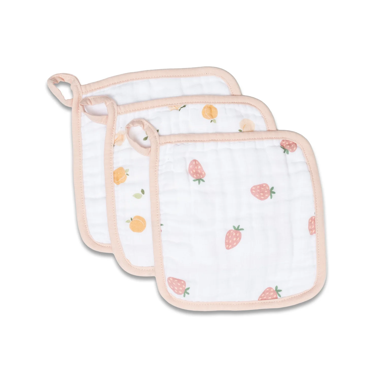 lulujo muslin facecloths strawberries