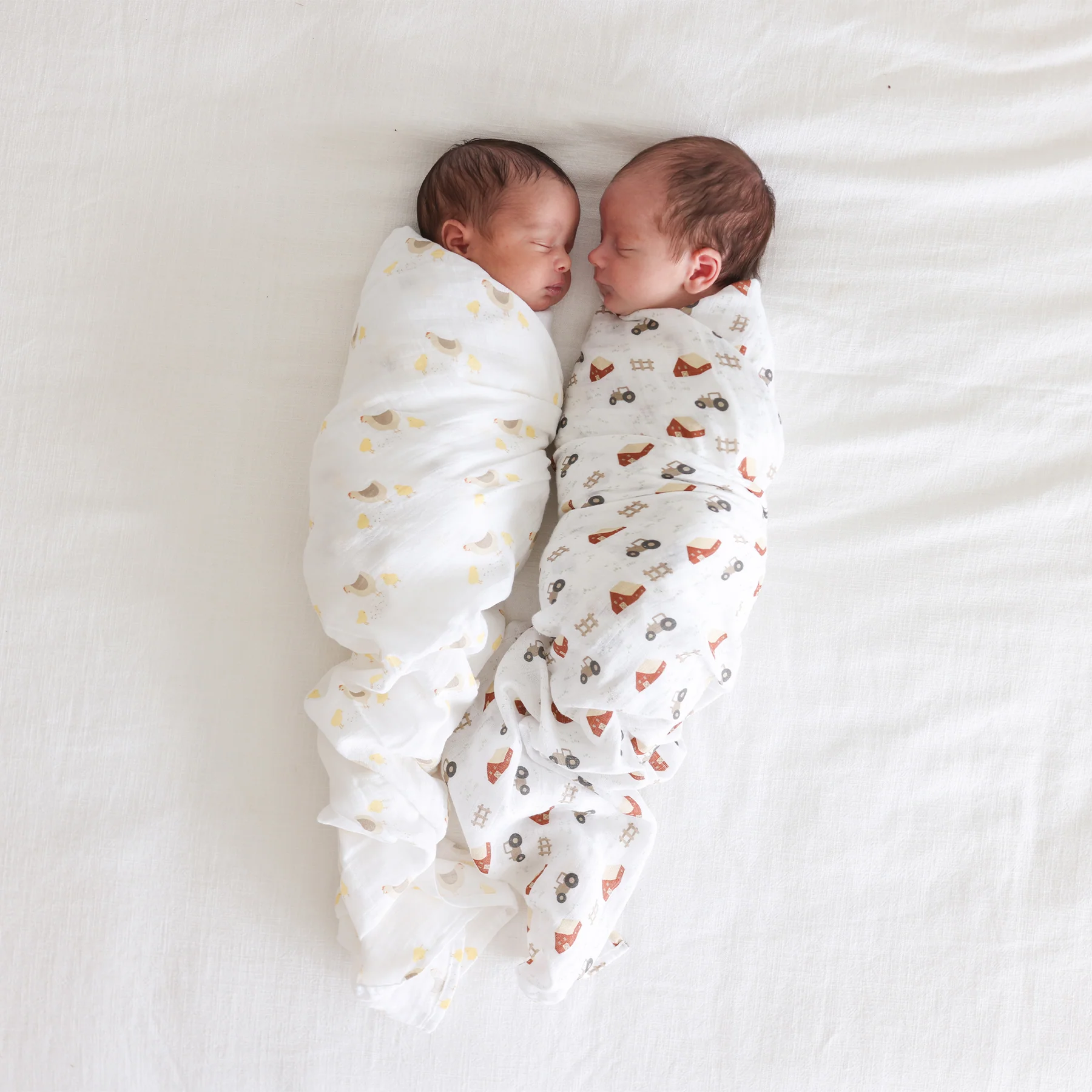 lulujo swaddle 2pk Barnyard + Hen and Chicks4