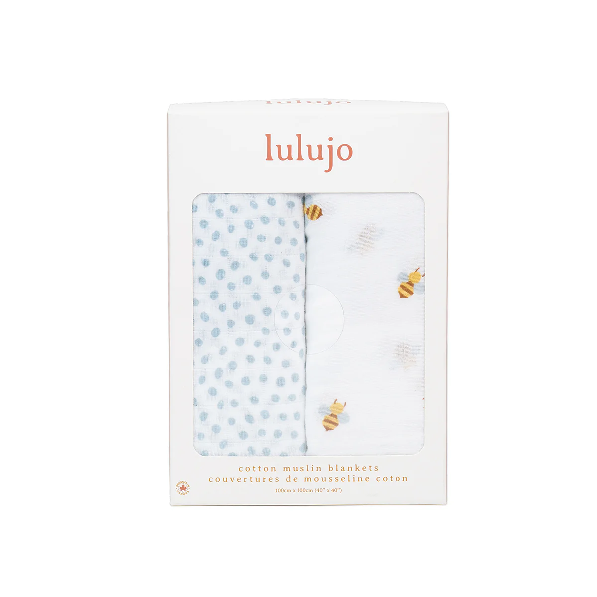 lulujo swaddle 2pk Bees + Blue Dots