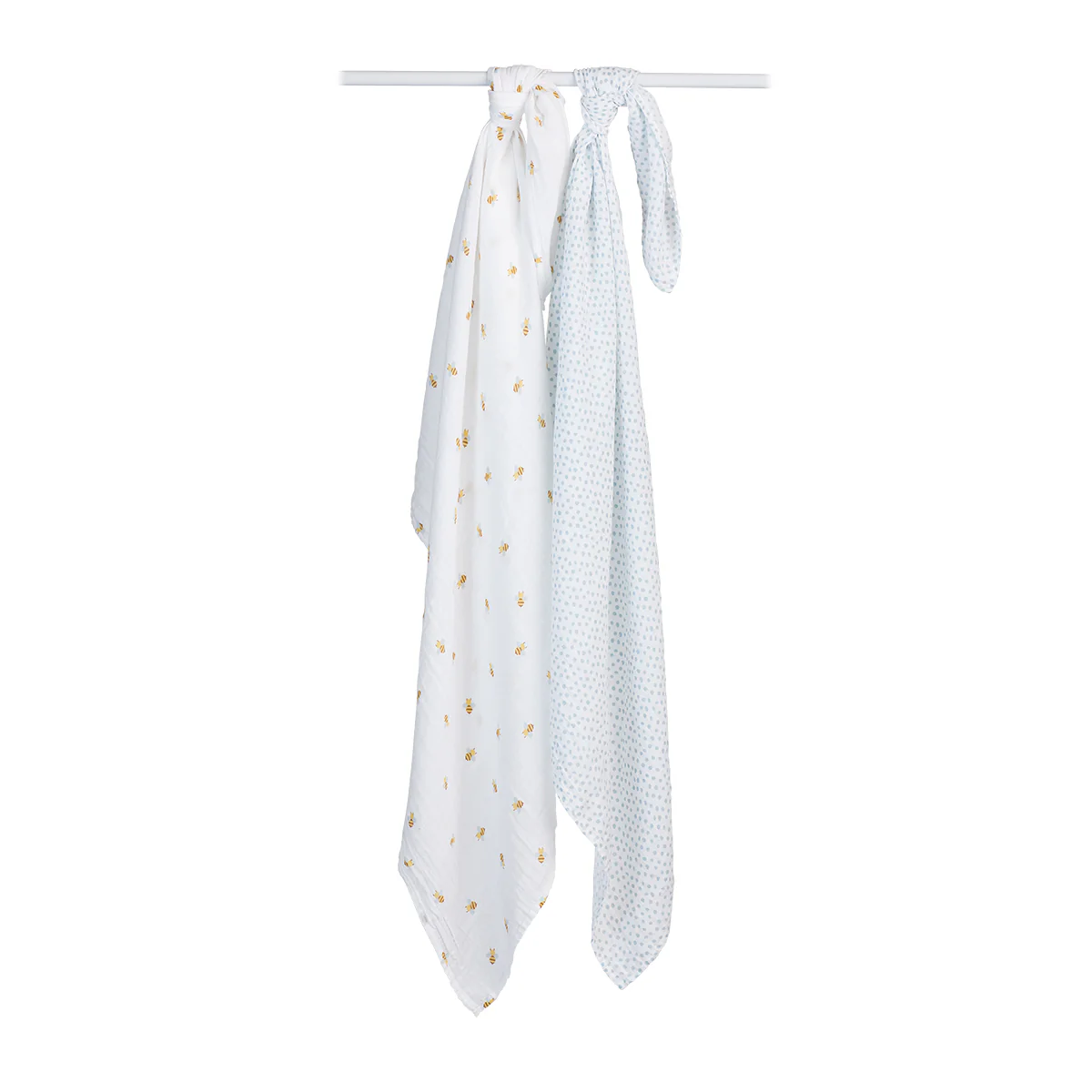 lulujo swaddle 2pk Bees + Blue Dots2