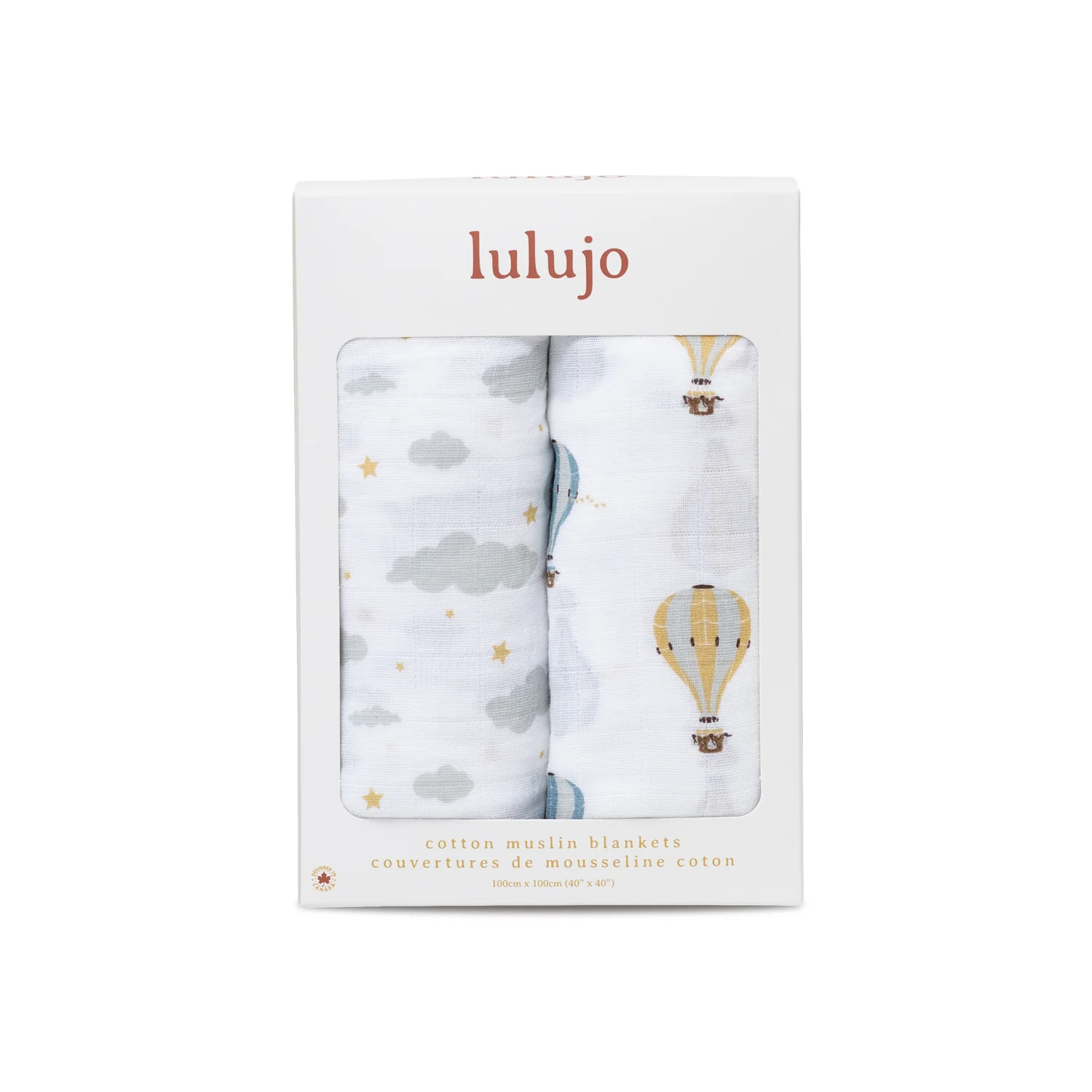 lulujo swaddle 2pk Hot Air Balloon + Clouds