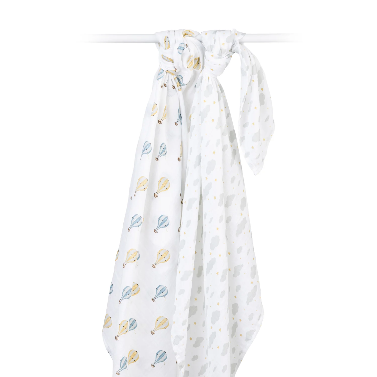 lulujo swaddle 2pk Hot Air Balloon + Clouds2