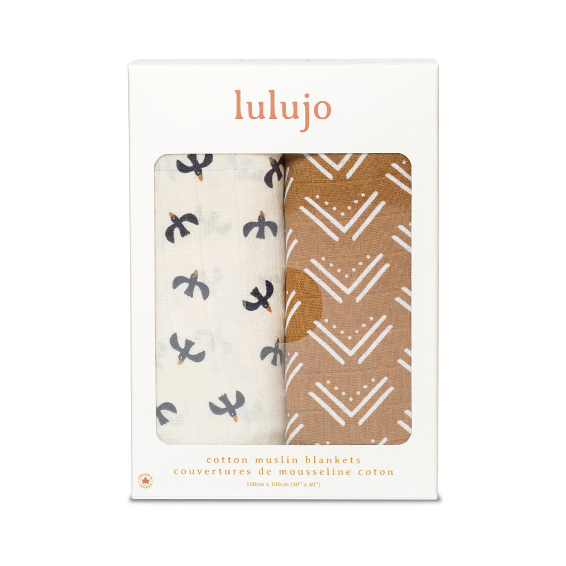lulujo swaddle 2pk Mudcloth + Black Birds