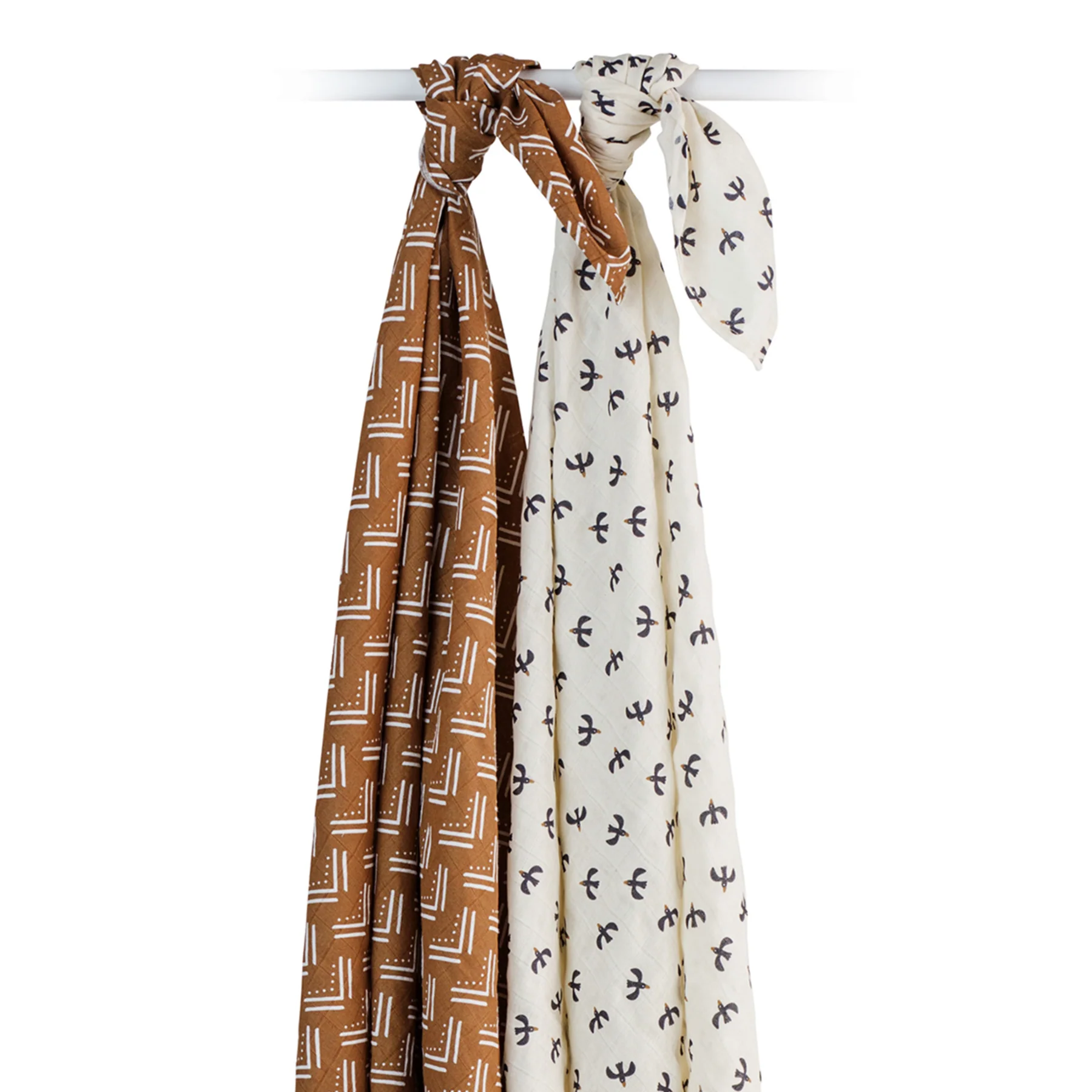 lulujo swaddle 2pk Mudcloth + Black Birds2