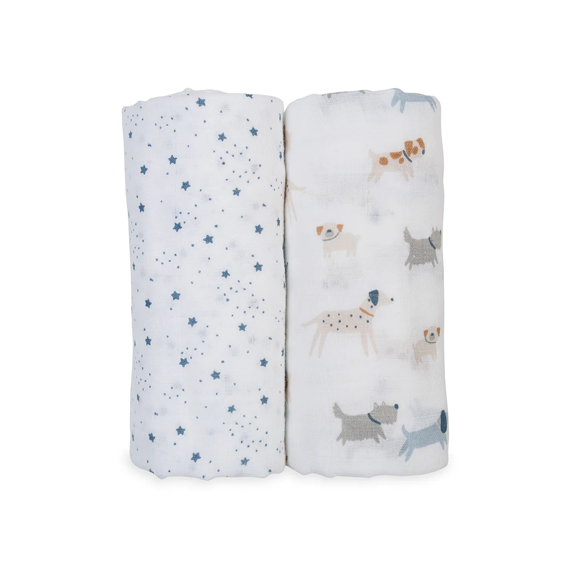 lulujo swaddle 2pk Puppy + Stars1