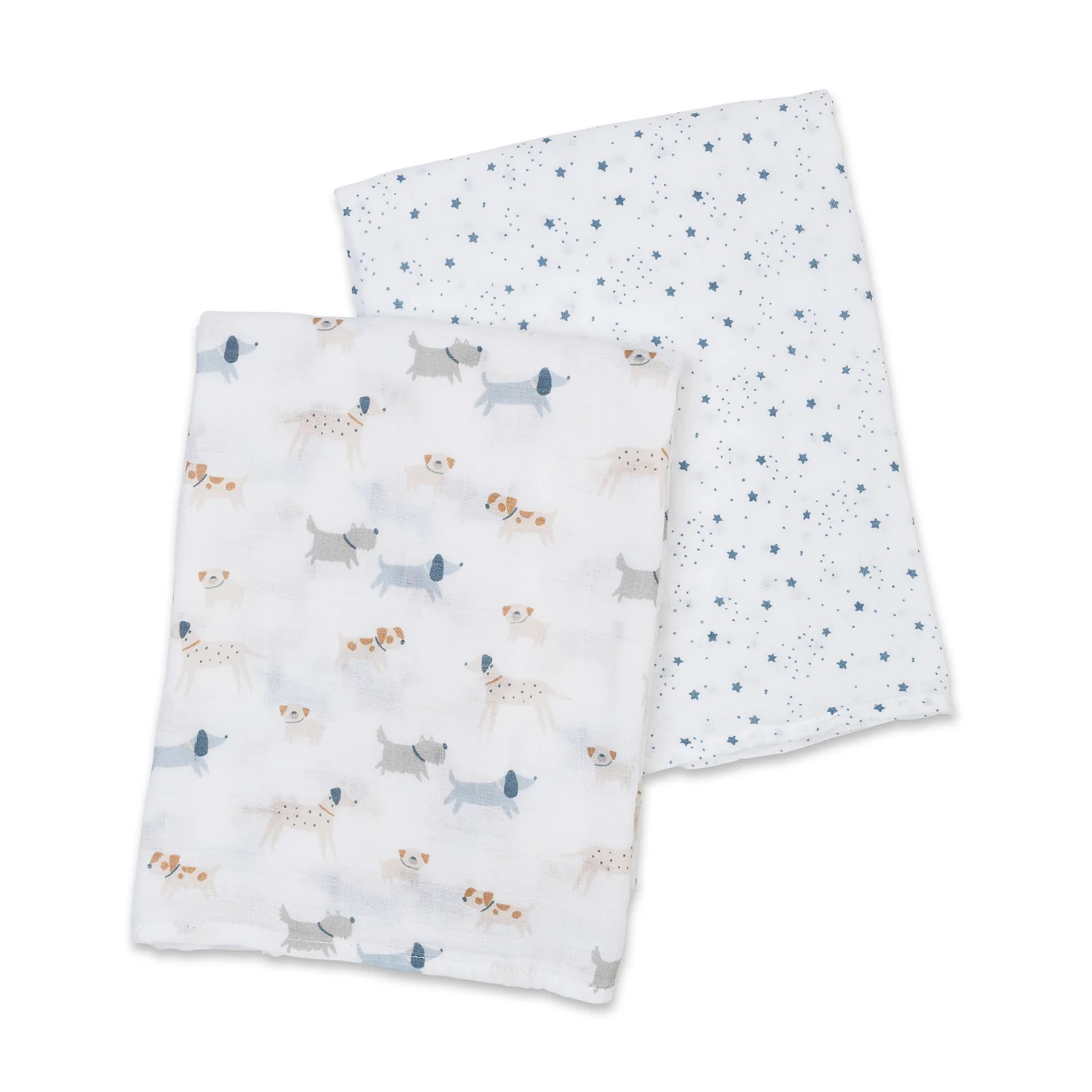 lulujo swaddle 2pk Puppy + Stars2