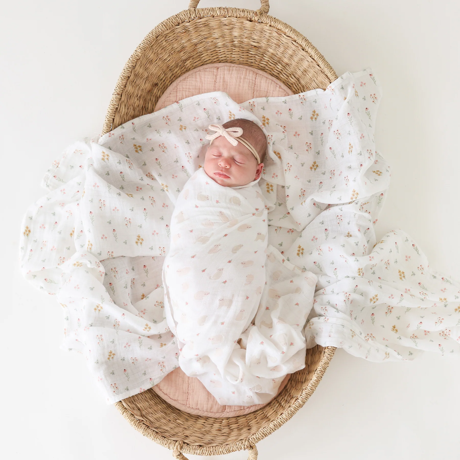 lulujo swaddle 2pk cats and flowers4