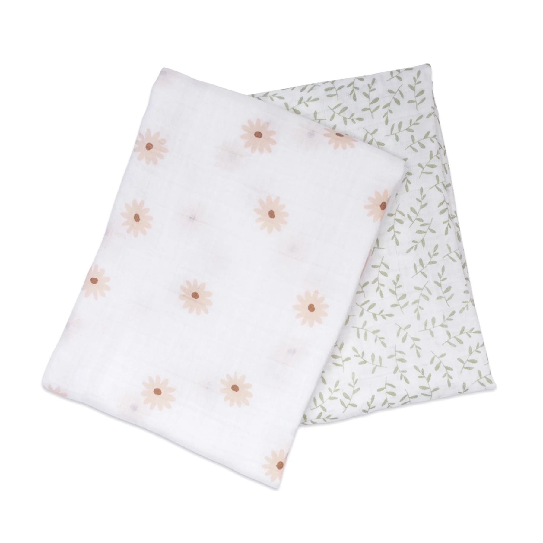 lulujo swaddle 2pk daisies and greenery1