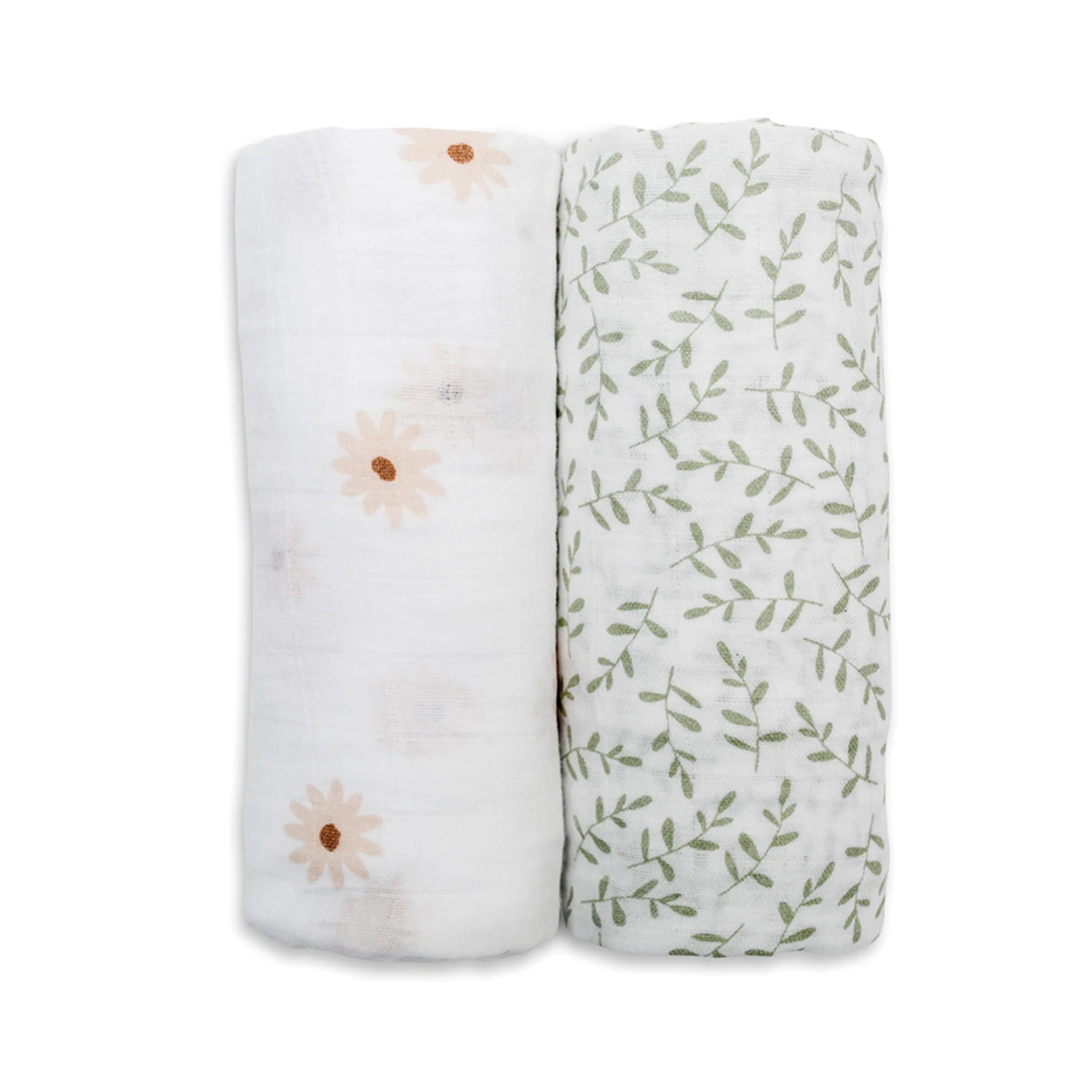 lulujo swaddle 2pk daisies and greenery2